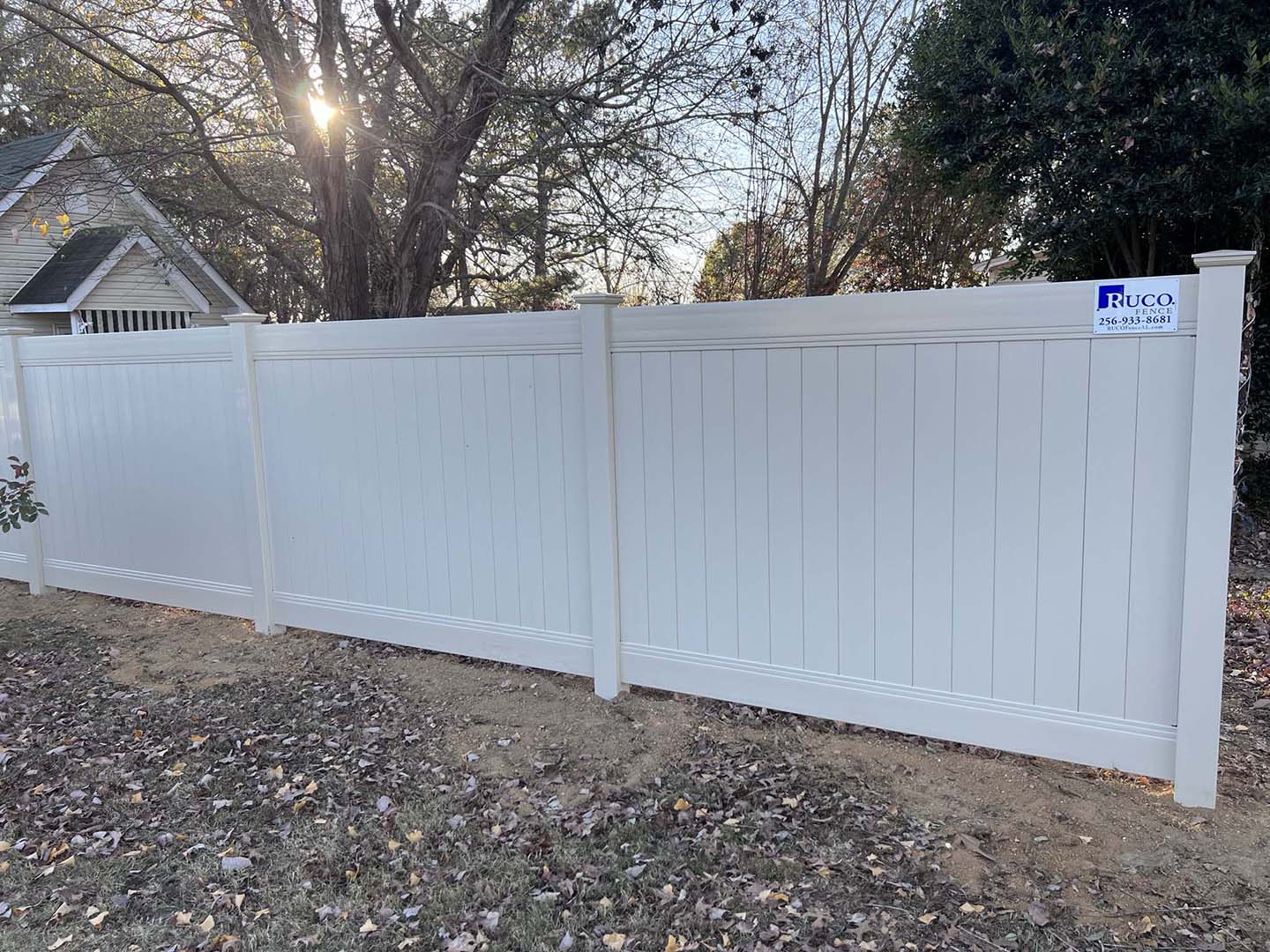 White vinyl full privacy fence company in Huntsville Alabama